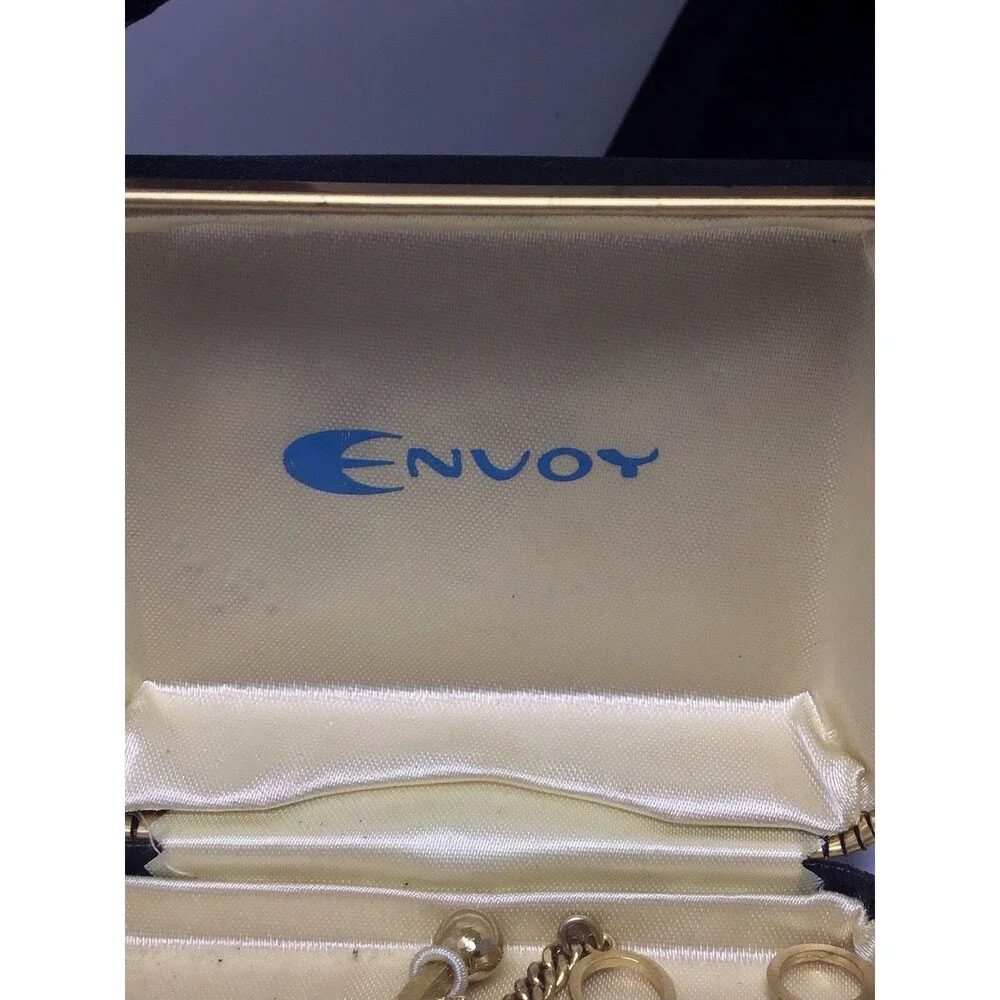 Vintage Envoy Dice Cuff Links And Tie Tack,gold Tone with Simulated Rubies